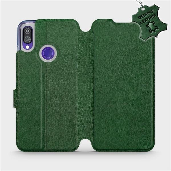 Etui ze skóry naturalnej do Xiaomi Redmi Note 7 - wzór Green Leather