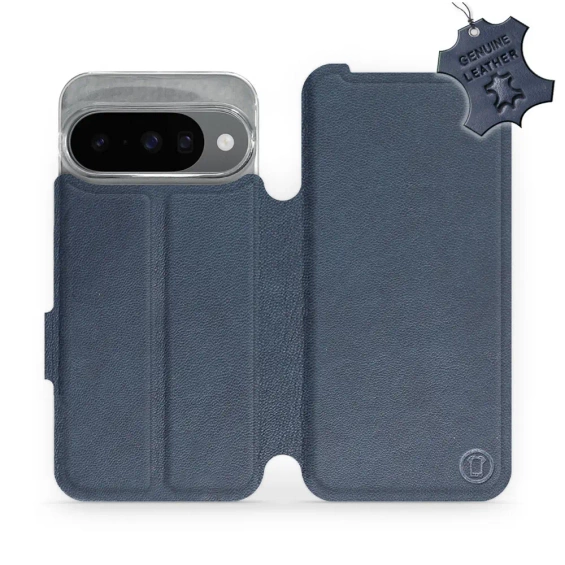 Etui ze skóry naturalnej do Google Pixel 10 - wzór Blue Leather