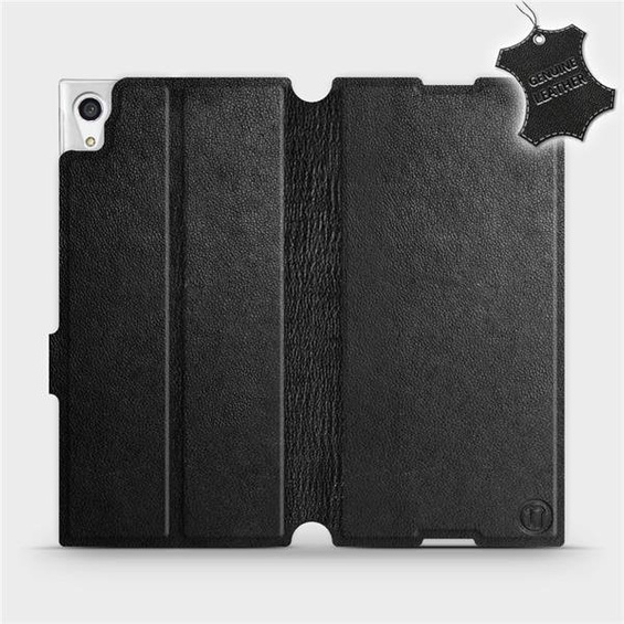 Etui ze skóry naturalnej do Sony Xperia XA1 Ultra - wzór Black Leather