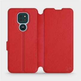 Etui ze skóry naturalnej do Motorola Moto G9 Play - wzór Red Leather