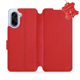 Etui ze skóry naturalnej do OnePlus Nord CE5 - wzór Red Leather