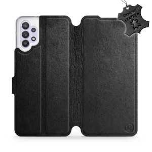 Etui ze skóry naturalnej do Samsung Galaxy A32 5G - wzór Black Leather