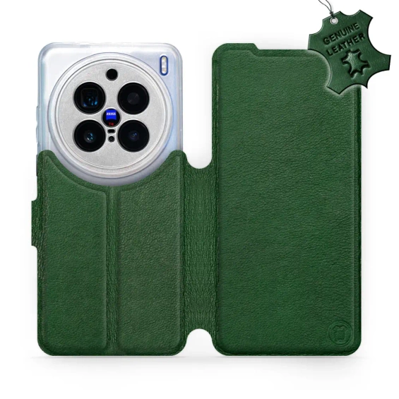 Etui ze skóry naturalnej do Vivo X200 Pro 5G - wzór Green Leather