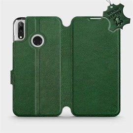 Etui ze skóry naturalnej do Huawei Y7 2019 - wzór Green Leather