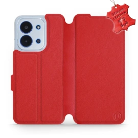 Etui ze skóry naturalnej do Xiaomi Redmi 15C 4G - wzór Red Leather