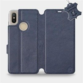 Etui ze skóry naturalnej do Xiaomi Mi A2 - wzór Blue Leather