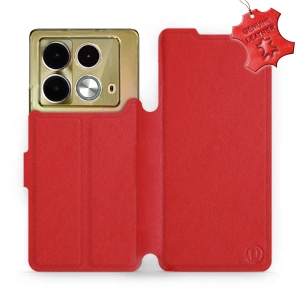 Etui ze skóry naturalnej do Infinix Note 40 - wzór Red Leather