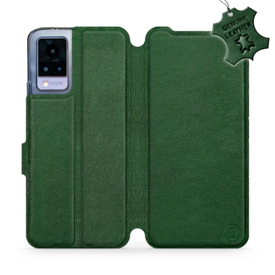 Etui ze skóry naturalnej do Vivo V21 5G - wzór Green Leather