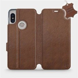 Etui ze skóry naturalnej do Xiaomi Redmi Note 5 - wzór Brown Leather