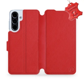 Etui ze skóry naturalnej do Samsung Galaxy A56 5G - wzór Red Leather