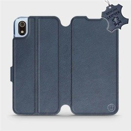 Etui ze skóry naturalnej do Xiaomi Redmi 7A - wzór Blue Leather