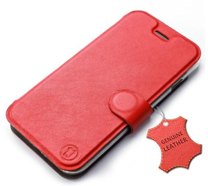 Etui ze skóry naturalnej do LG V60 ThinQ 5G - wzór Red Leather