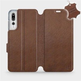 Etui ze skóry naturalnej do Huawei P20 Pro - wzór Brown Leather