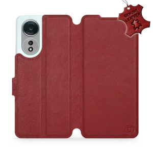 Etui ze skóry naturalnej do OPPO A58 - wzór Dark Red Leather
