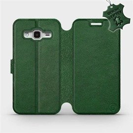 Etui ze skóry naturalnej do Samsung Galaxy J3 2016 - wzór Green Leather