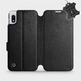 Etui ze skóry naturalnej do Samsung Galaxy A10 - wzór Black Leather