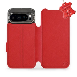 Etui ze skóry naturalnej do Google Pixel 9 Pro - wzór Red Leather