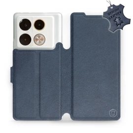Etui ze skóry naturalnej do Infinix Note 40 Pro Plus - wzór Blue Leather