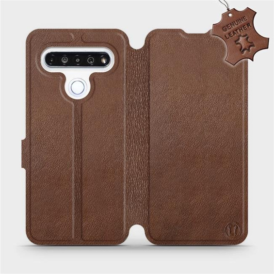 Etui ze skóry naturalnej do LG K61 - wzór Brown Leather