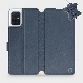 Etui ze skóry naturalnej do Samsung Galaxy A71 - wzór Blue Leather