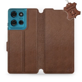 Etui ze skóry naturalnej do Motorola Moto G75 5G - wzór Brown Leather