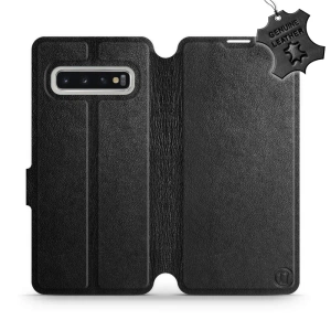 Etui ze skóry naturalnej do Samsung Galaxy S10 - wzór Black Leather