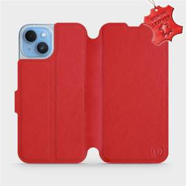 Etui ze skóry naturalnej do Apple iPhone 14 - wzór Red Leather