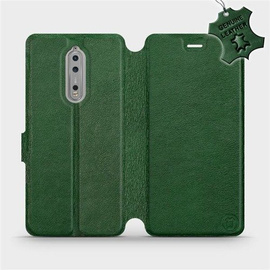 Etui ze skóry naturalnej do Nokia 8 - wzór Green Leather