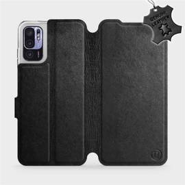 Etui ze skóry naturalnej do Xiaomi Redmi Note 10 5G - wzór Black Leather