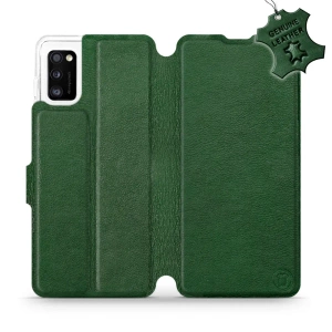 Etui ze skóry naturalnej do Samsung Galaxy A41 - wzór Green Leather