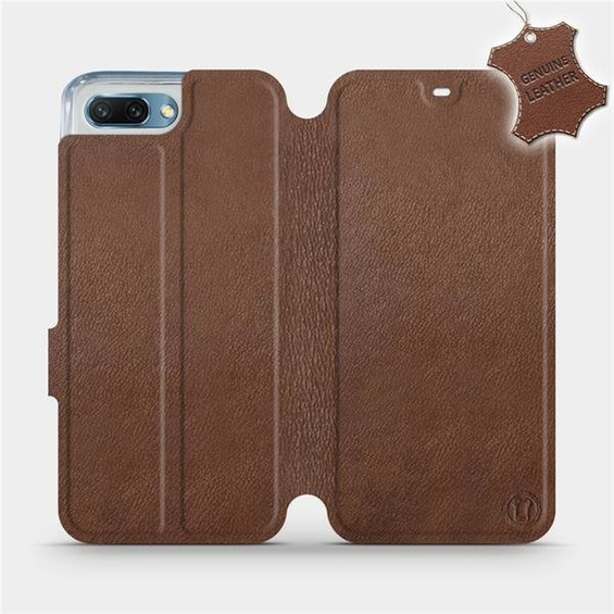 Etui ze skóry naturalnej do Huawei Honor 10 - wzór Brown Leather
