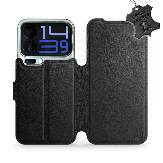 Etui ze skóry naturalnej do Xiaomi 17 Pro Max - wzór Black Leather