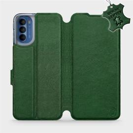 Etui ze skóry naturalnej do Motorola Moto G41 - wzór Green Leather
