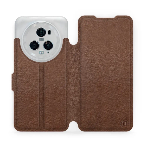 Etui ze skóry naturalnej do Huawei Honor Magic5 Pro 5G - wzór Brown Leather
