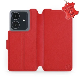 Etui ze skóry naturalnej do Realme Note 60 - wzór Red Leather