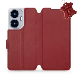Etui ze skóry naturalnej do Realme C55 - wzór Dark Red Leather