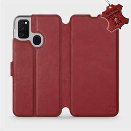 Etui ze skóry naturalnej do Samsung Galaxy M21 - wzór Dark Red Leather