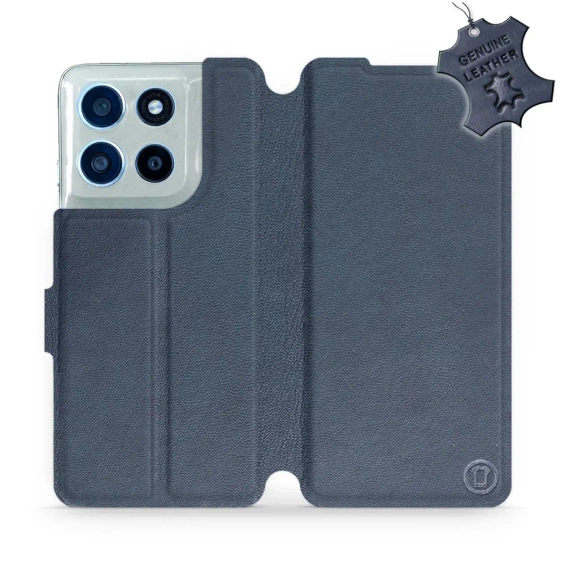 Etui ze skóry naturalnej do Motorola Moto G56 5G - wzór Blue Leather
