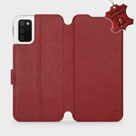 Etui ze skóry naturalnej do Samsung Galaxy A02S - wzór Dark Red Leather