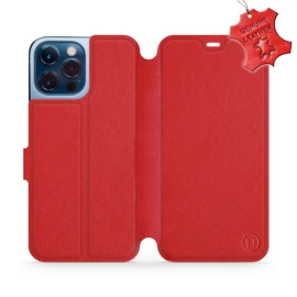Etui ze skóry naturalnej do Apple iPhone 13 Pro Max - wzór Red Leather