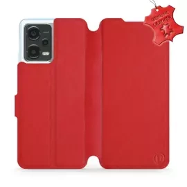 Etui ze skóry naturalnej do Xiaomi POCO X5 5G - wzór Red Leather