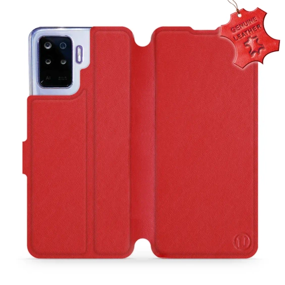 Etui ze skóry naturalnej do OPPO Reno 5 Lite - wzór Red Leather