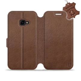 Etui ze skóry naturalnej do Samsung Galaxy Xcover 4 - wzór Brown Leather