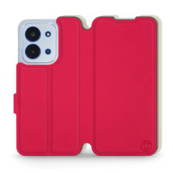 Etui Soft Touch do Xiaomi Redmi 15C - wzór Żywa czerwień z platyną