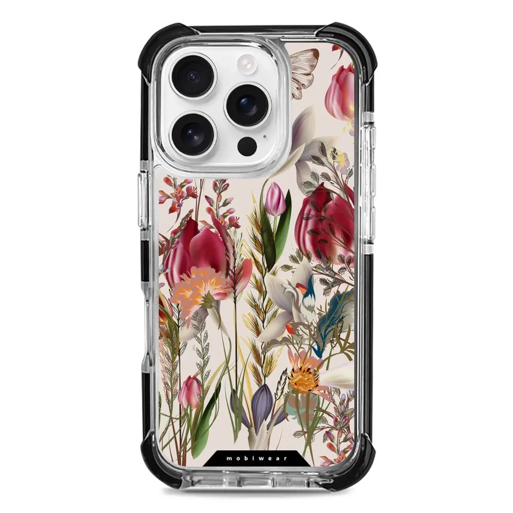 Mobiwear Elite Bumper do Apple iPhone 16 Pro, ochronna obudowa, silikon, amortyzacja, kompatybilność, bukiet kwiatów