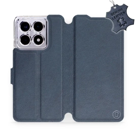 Etui ze skóry naturalnej do Xiaomi 14T Pro - wzór Blue Leather