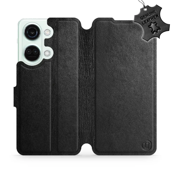 Etui ze skóry naturalnej do OnePlus Nord 3 5G - wzór Black Leather