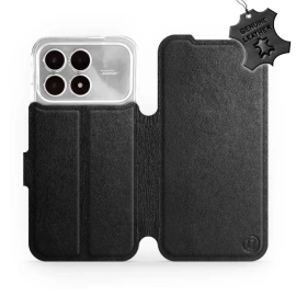 Etui ze skóry naturalnej do Xiaomi Poco F8 Pro - wzór Black Leather