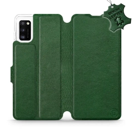 Etui ze skóry naturalnej do Samsung Galaxy A41 - wzór Green Leather