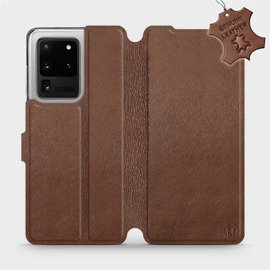 Etui ze skóry naturalnej do Samsung Galaxy S20 Ultra - wzór Brown Leather